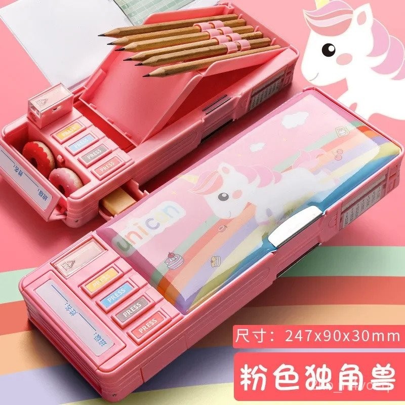 

Keys Multifunctional Deformed Astronaut Pencil Case Secret Device Pen Bag Large Capacity Double Sided Stationery Box Boys F2CS