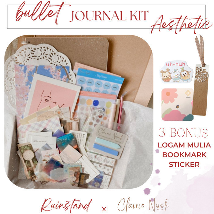 

Ready Bullet Journal Kit Aesthetic - Jurnal Kit - Scrapbook Kit Clairie Nook