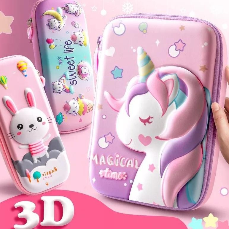 

jy-56 ITBEL - 3D Tempat Pensil Kotak Anak Kotak Pensil 3D Timbul Motif Kartun Lucu Koker Alat Tulis Sekolah Karakter Tempat Pulpen Resleting Import Original