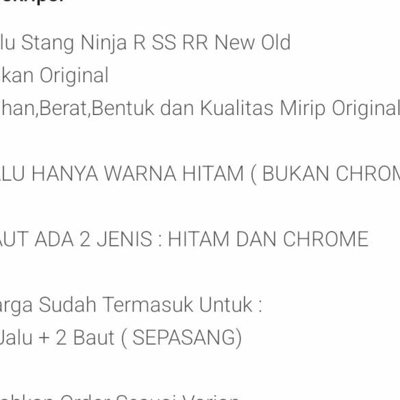 Jalu Stang Bandul Ninja R Ss Rr New Old