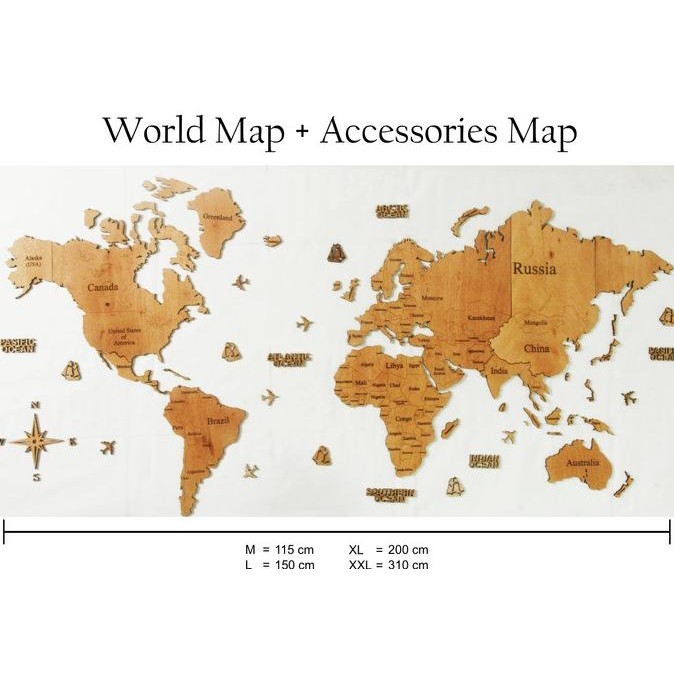 Peta dunia kayu (World Map Wood) / Dekorasi Hiasan Dinding hic