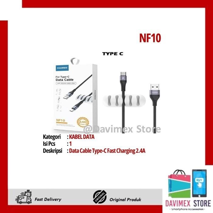 [ORI] FOOMEE NF10 Data Cable TypeC Fast Charging 2.4A Kabel Data