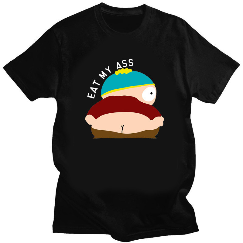Kartun Lucu Eat My Ass Dicetak T-shirt S-South Park Anime Pria Musim Panas Vintage Humor T Shirt Wan