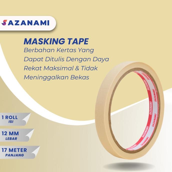 

1 ROLL MASKING TAPE 12MM X 15M PUTIH ISOLASI LAKBAN KERTAS SAZANAMI saz4 dijamin