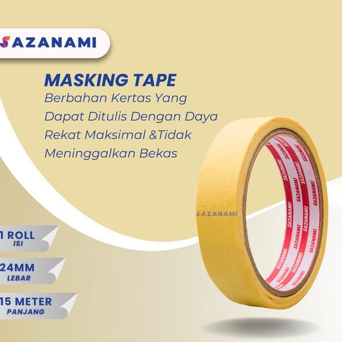 

Terbaru 1 ROLL LAKBAN KERTAS MASKING TAPE 1" INCH 24MM X 15M KUNING SAZANAMI saz4 Juara