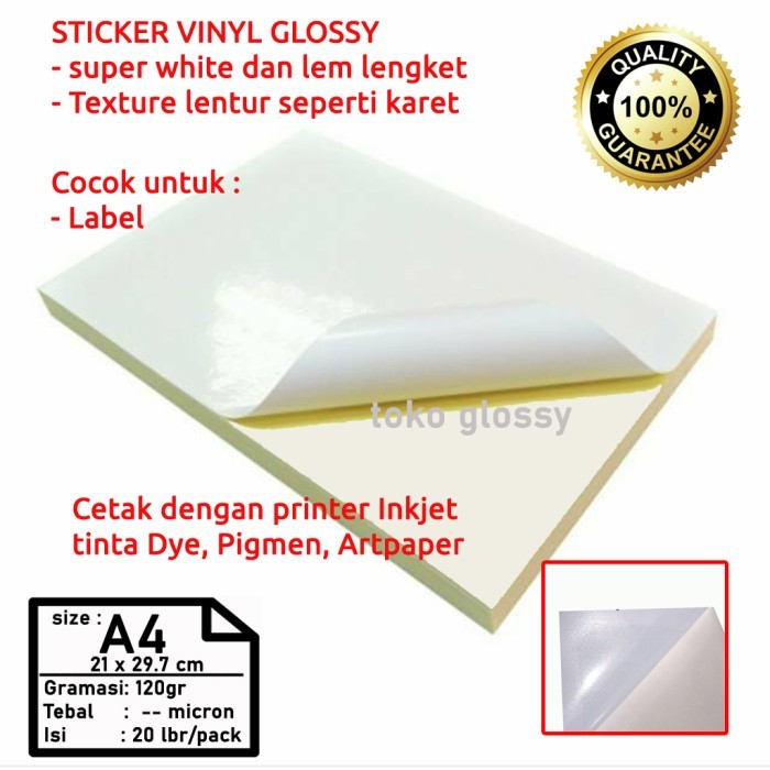 

Sale Sticker Vinyl Glossy A4 (Pvc Vinil)