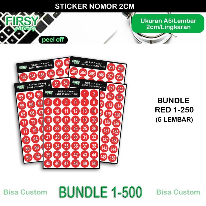 

Sale Sticker Nomor 2Cm 1-500, Label Number, Stiker Angka Bulat, Bisa Custom
