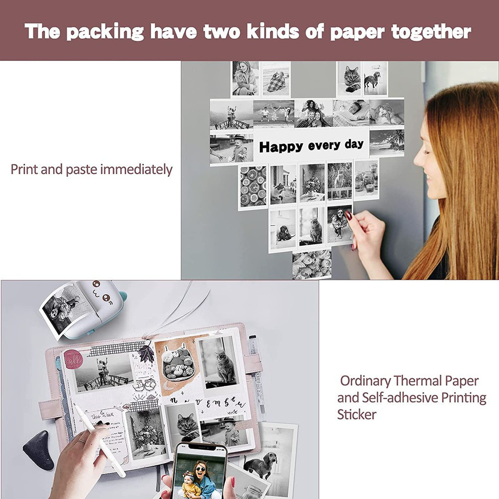 [Ready Stock] COD Mini Printer Portable Thermal Printer Pocket Printer Wireless Bluetooth Mini Foto