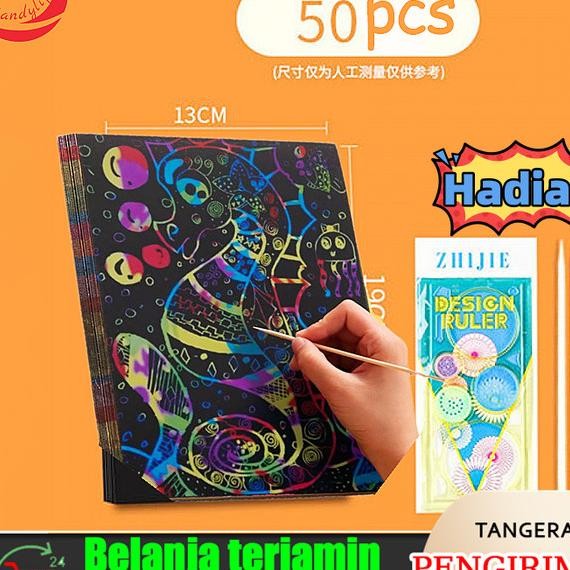 

50 Buah 32K Set Goresan Mainan Lukisan Set Ggaris Spirograph Deluxe