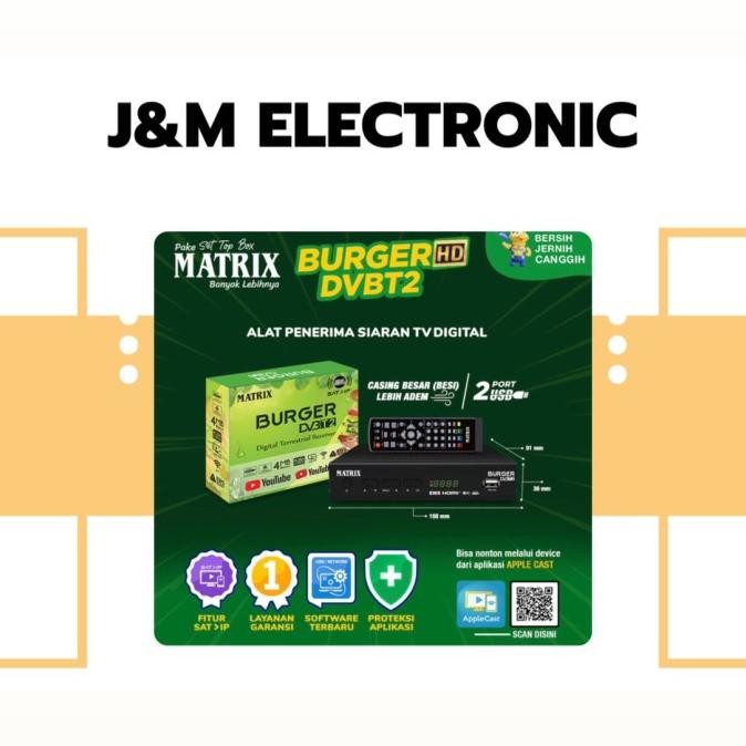 Set top box DVBT2 receiver matrix burger hijau/stb matrix burger hijau
