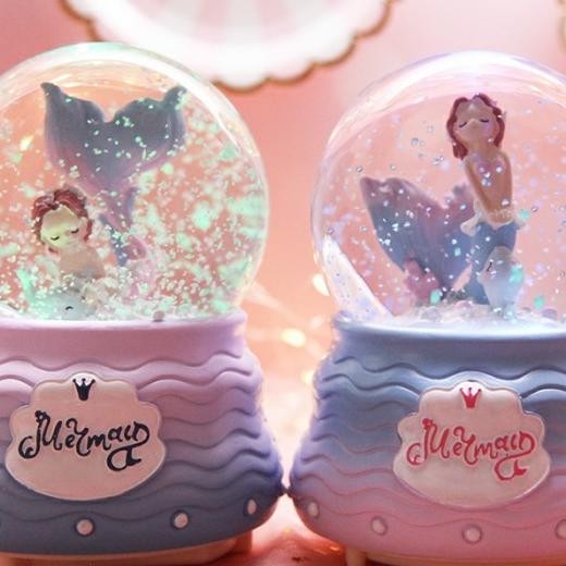 Kotak Musik Mermaid Snowball Pajangan Bola Salju Musik Putri Hadiah