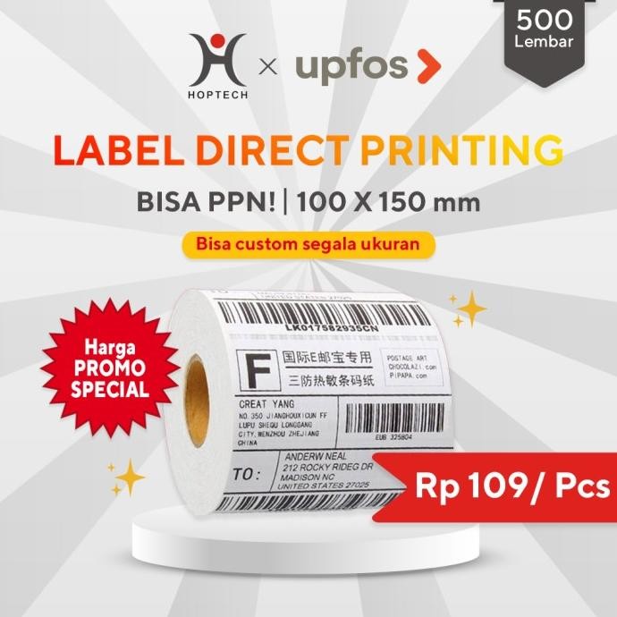 

Label Barcode 100 x 150 mm 1 Line 500pcs/Roll & 250 pcs kertas print
