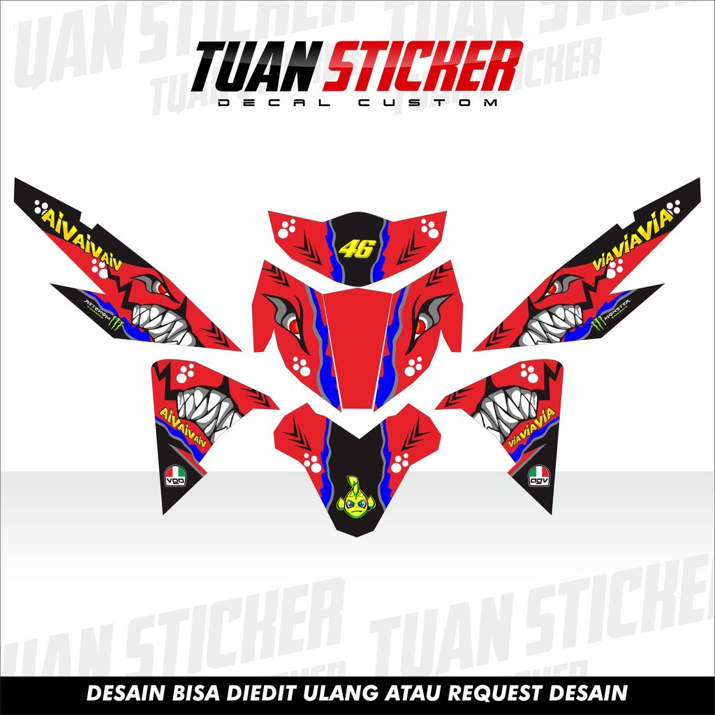 Sticker Striping decal Mio Soul GT125, Striping Mio Soul GT 125, Sticker Mio Soul GT 125 red shark
