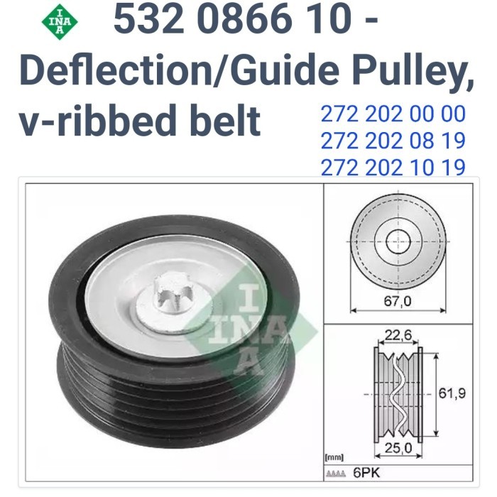 INA TENSIONER FAN BELT MERCEDES W203 W204 W211 W212 M272