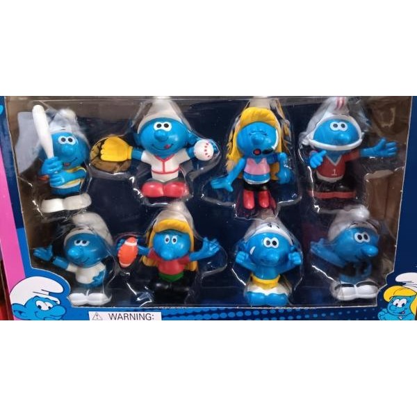 Action Figure The Smurfs Set Isi 8 Pa - Papa Smurf - Smurfette - Brainy Smurf