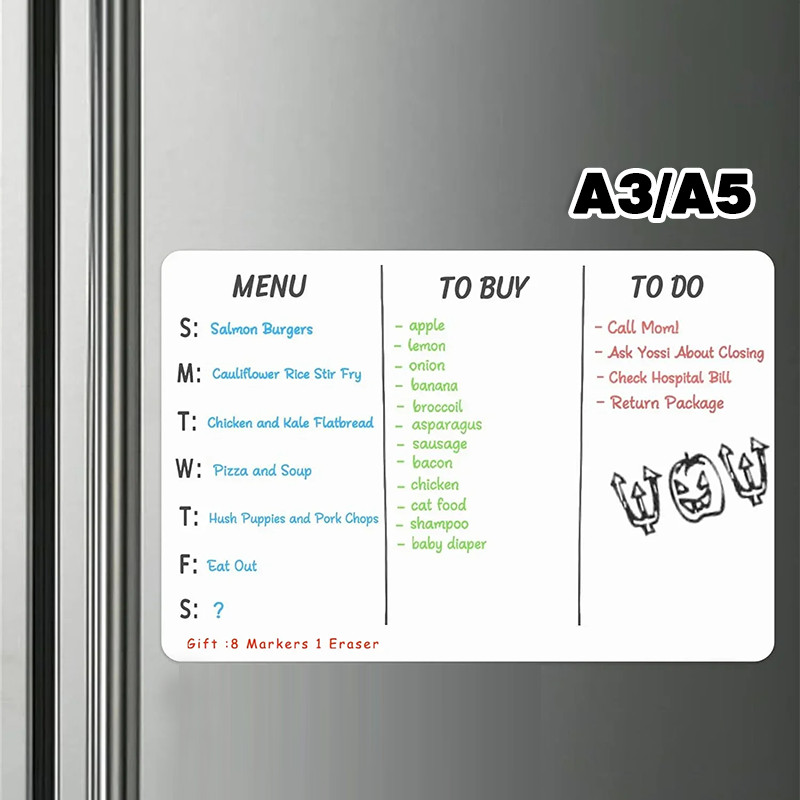 

A3/A5 Magnetic Whiteboard Papan Tulis Whiteboard Magnet White Board Gantung Magnet Single Face