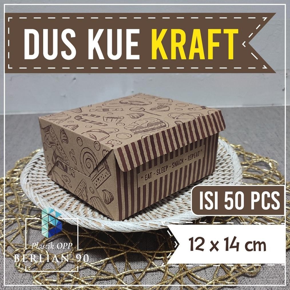 

fth- Dus Kue 12 x 14 cm Motif Kraft / Kardus Snack Box isi 50 pcs Sale
