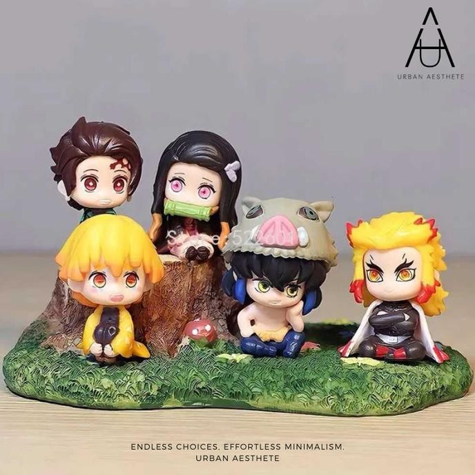 MINIATUR PAJANGAN ACTION FIGURE DEMON SLAYER KIMETSU NO YAIBA PVC TOYS BONEKA DEKORASI HIASAN ANIME 