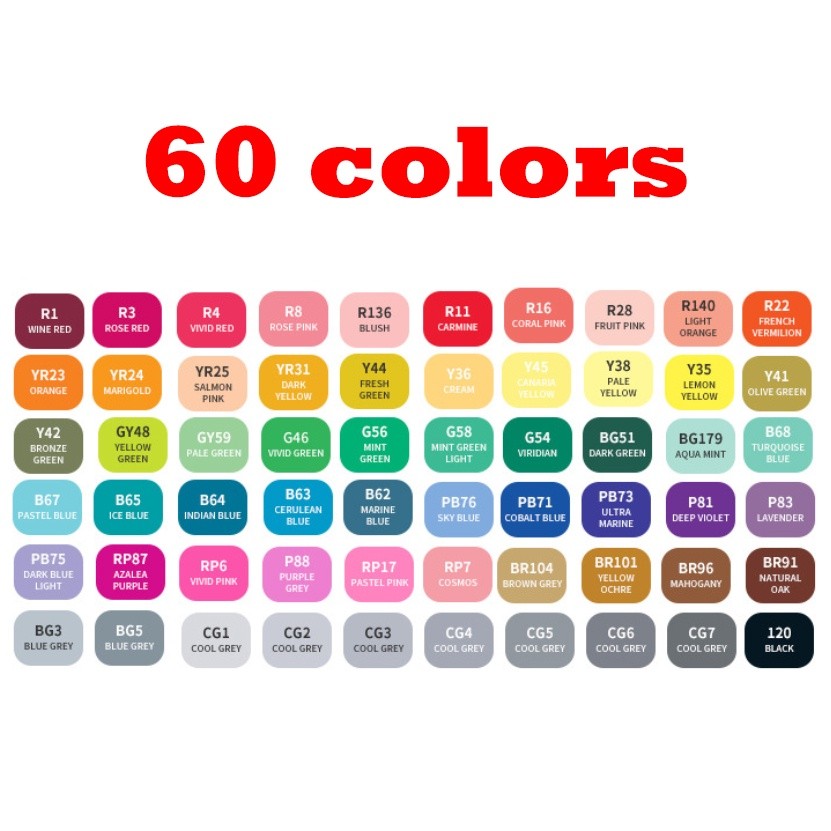 TouchFive 168/120/80/60/48 Warna Sketsa Spidol Umum General Marker Set Animation Markers