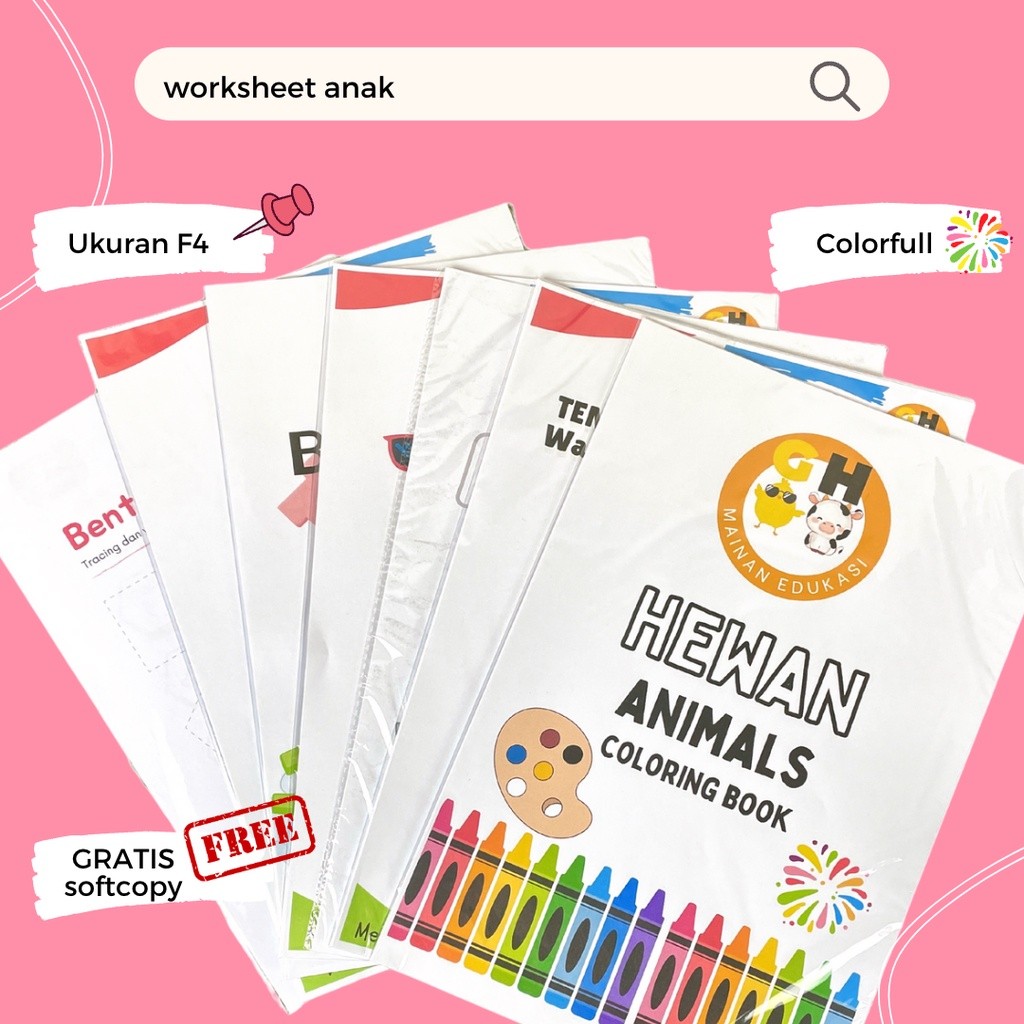 

Mainan Edukasi Montessori WIPE CLEAN Worksheet Lembar Kerja Buku Aktivitas Anak Gunting Tempel Usia