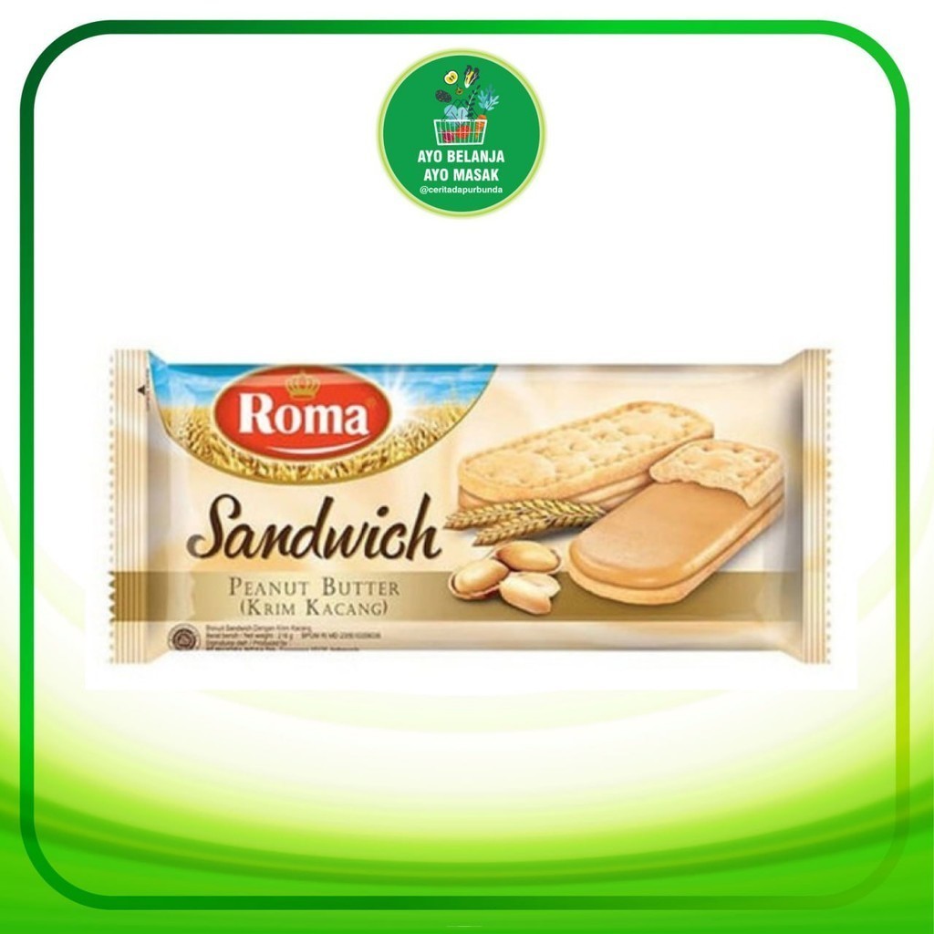 

ROMA Sandwich Peanut Butter 180gram - Snack Biskuit Krim Kacang