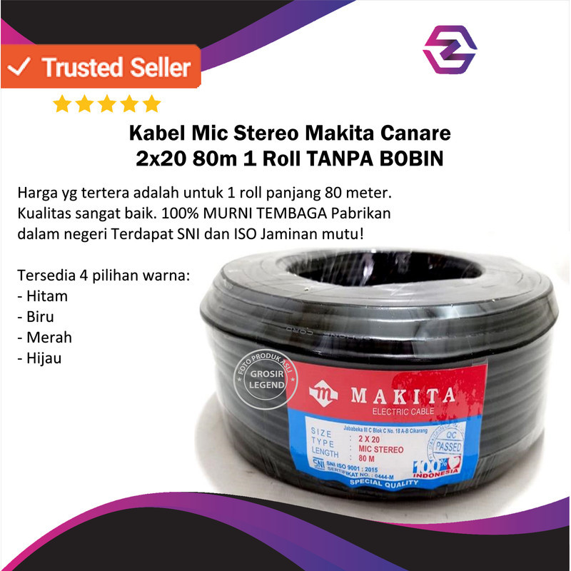 KABEL MIC ST MAKITA TIPE CANARE 2 X 20 80M HITAM TANPA BOBIN
