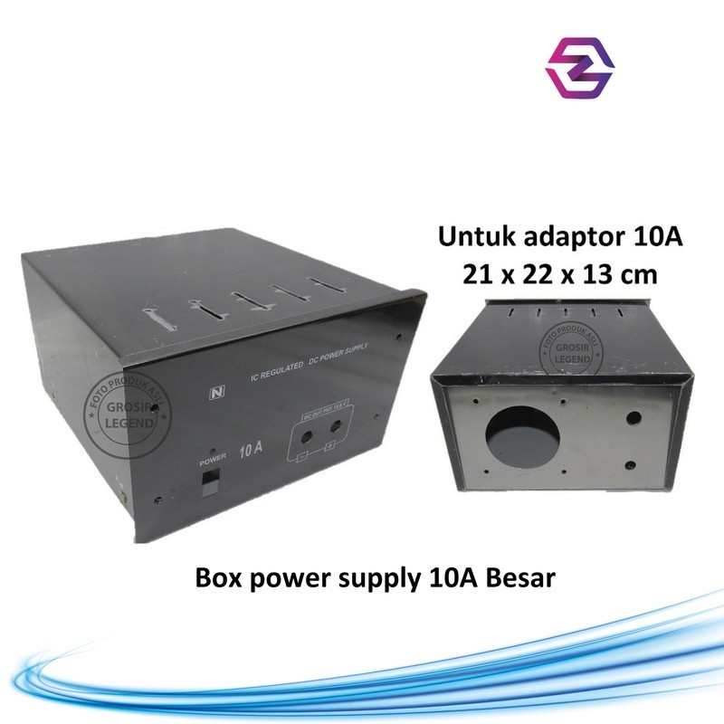 Box adaptor power supply 10A kosongan besi hitam