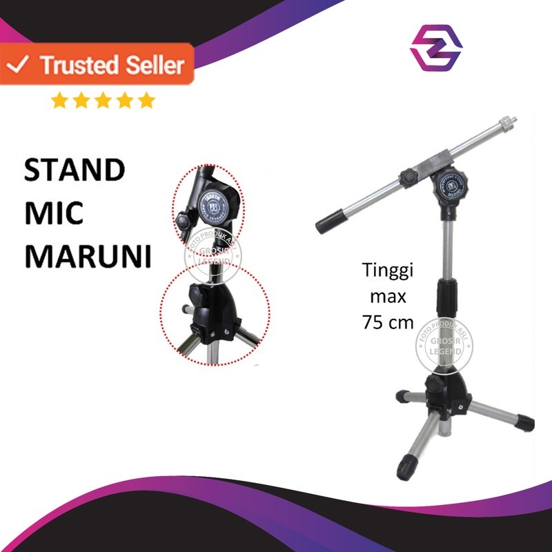 Stand Mic Maruni Warna Hitam dan Silver Kaki 3 MS-209B