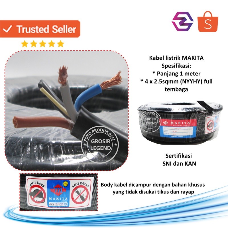 Kabel NYYHY 4x2.5 mm 1m meter Makita