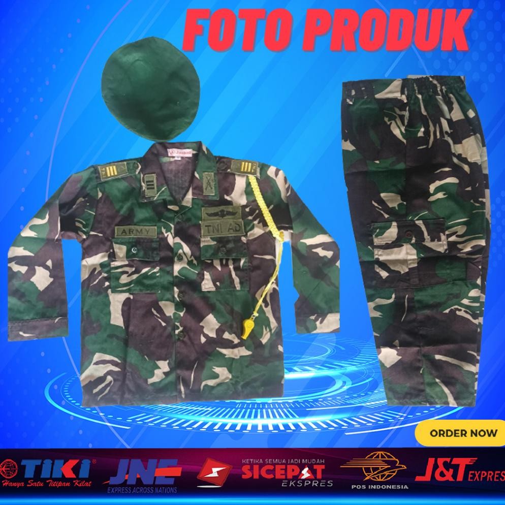 Kekinian Seragam Baju  Sragam Profesi Tni Ad/ Doreng / Au/ Polisi/ Anak/ Loreng /Al/Abri / Army/Tent