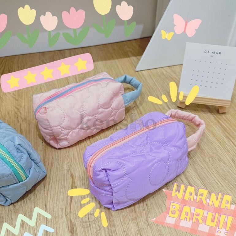 

He13 KENSHO Kotak Pensil Sleting Motif Bunga Flower Handle Pastel / Pouch Makeup Aesthetic / Tas Aksesoris Wanita Lucu Import / Zipper / Flowers Premium