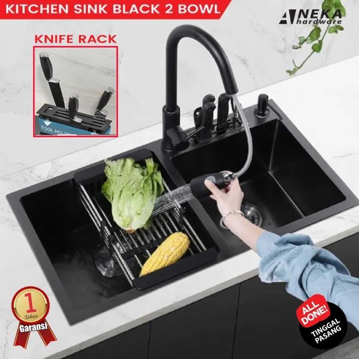 Kitchen Sink 8245 Black  / Bak Cuci Piring 2 Lubang Hitam