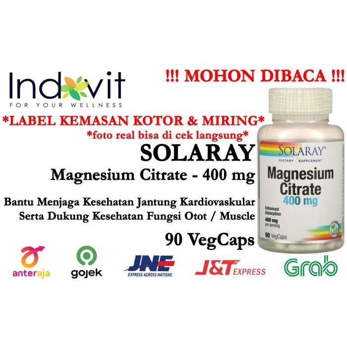 Solaray Magnesium Citrate 400 mg 90cap Magnesium Citrate ORI USA Kualitas Terbaik