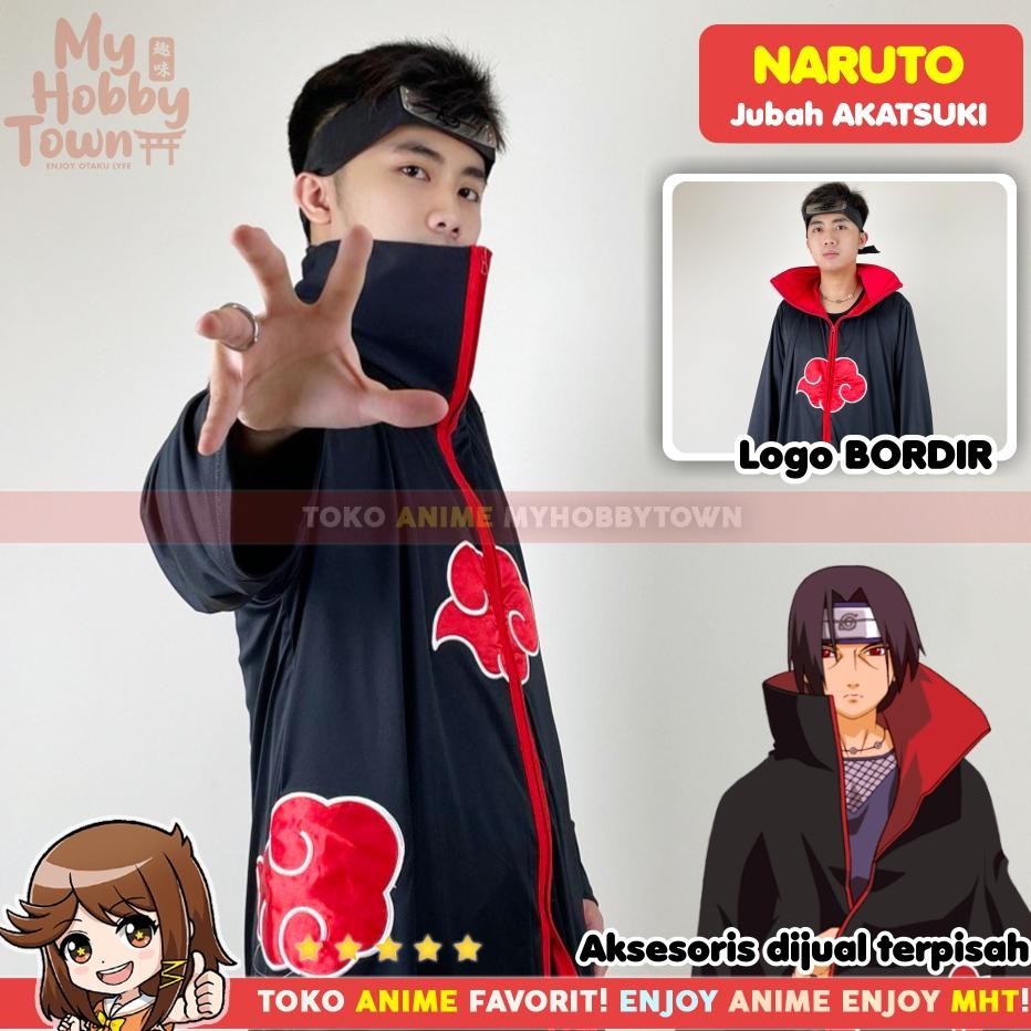 CR - Jubah Cosplay Anime Naruto Jaket Hoodie Akatsuki Itachi Pein Pain Obito Tobi Sasori Kisame Hida