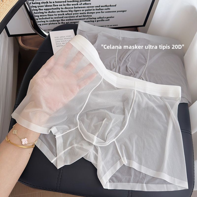 Sutra Es Celana Dalam Pria Tanpa Jejak Musim Panas Sepenuhnya Transparan Boxer Rasa Dingin Seksi