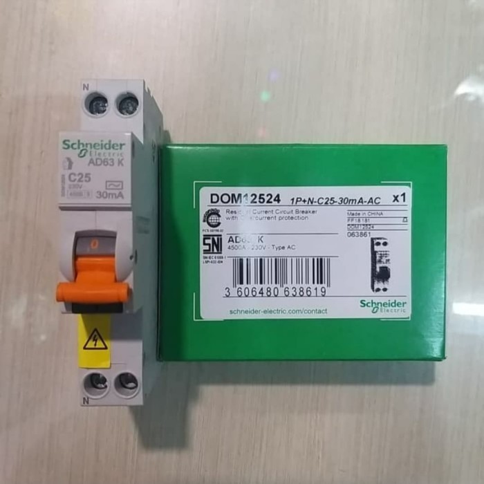 Elcb/Rcbo Slim Domae 25A Dan 32A 1P+N Schneider 30Ma