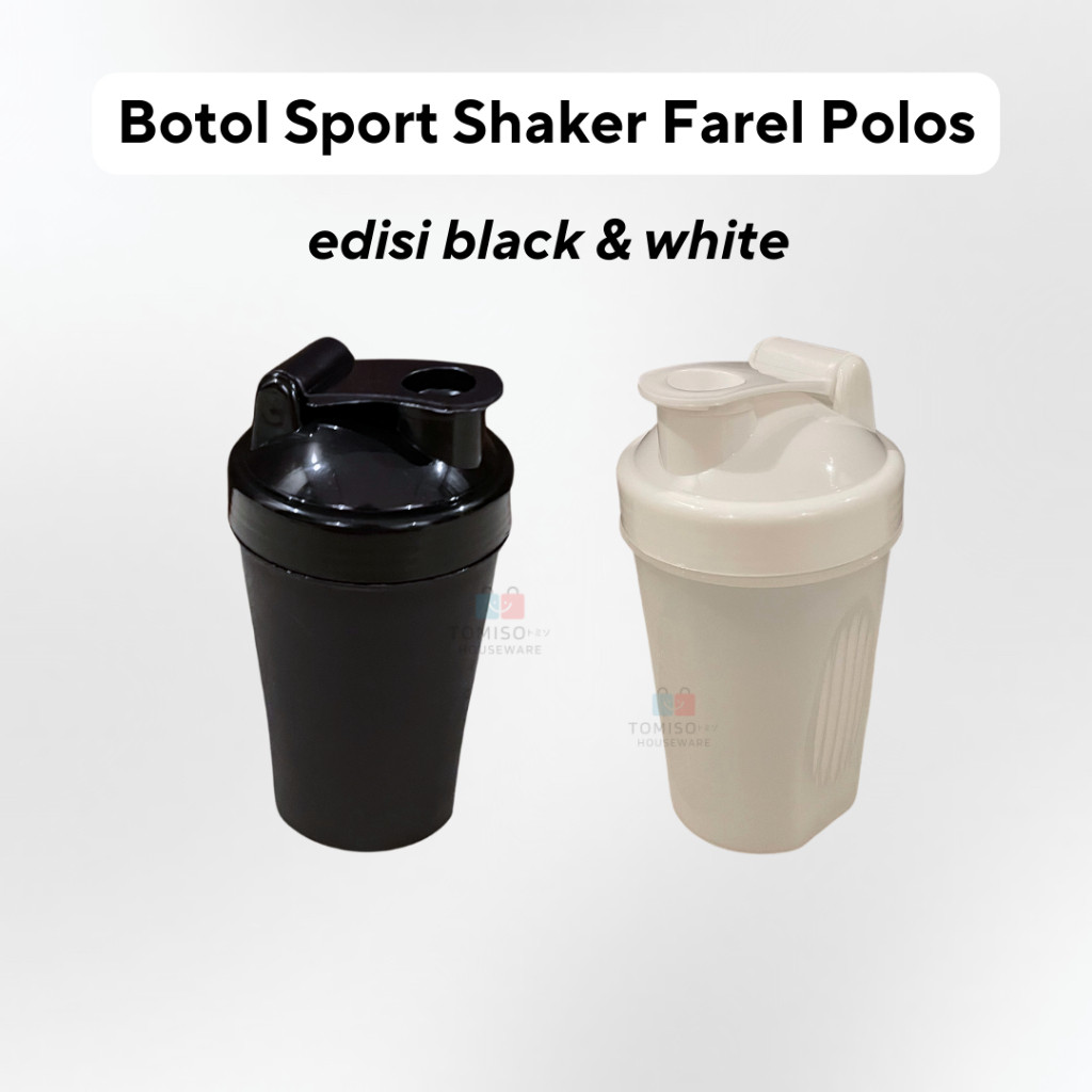 Sale Botol Minum Farel Shaker Sport Polos 400Ml Black & White / Hitam Putih Botol Minum Plastik