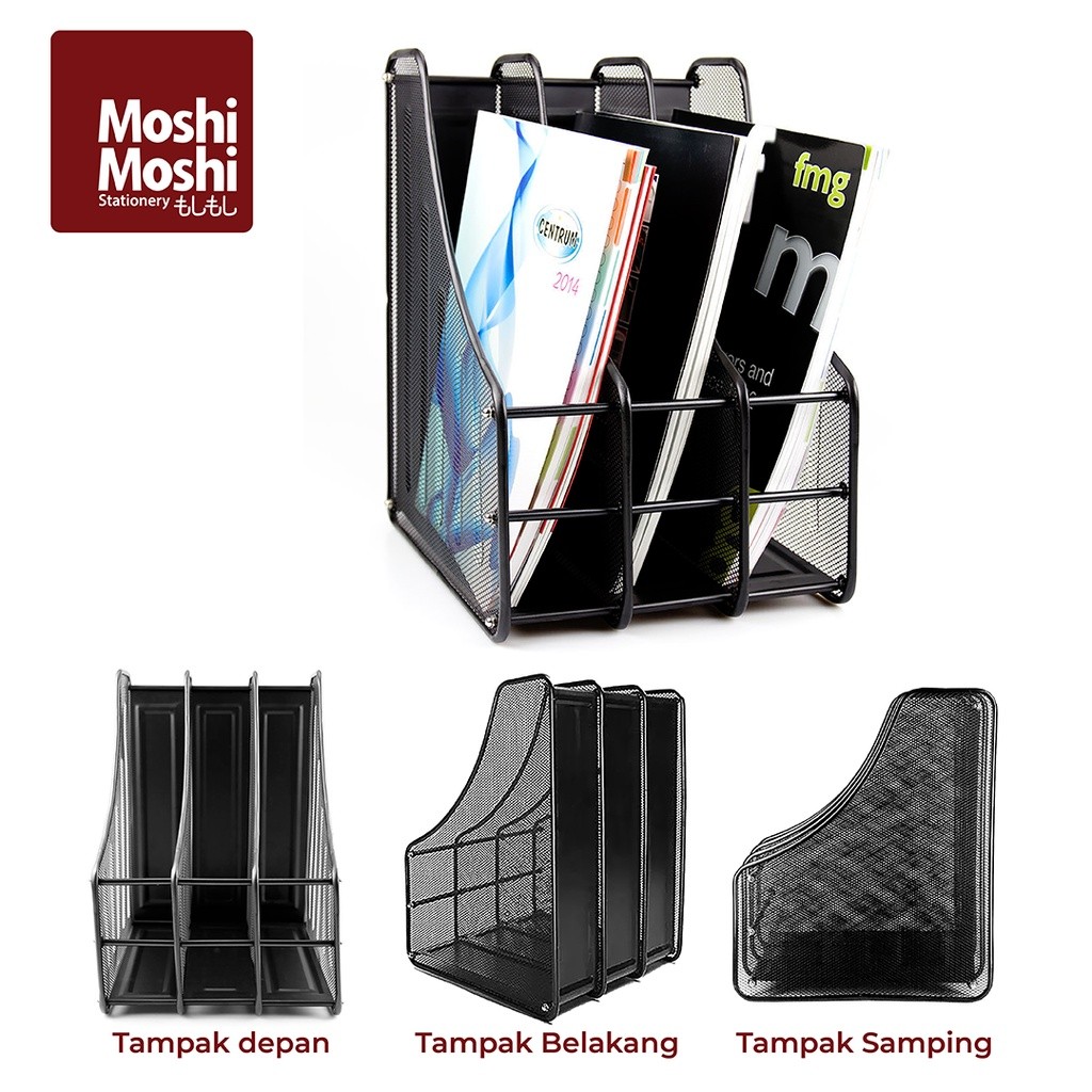 

File Box Foldable Steel 3 Layer Rak Penyimpanan Dokumen 3 Sekat Jaring Besi
