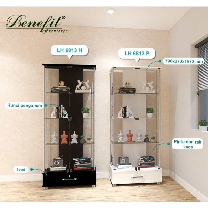 Lemari Kaca Pajangan ruang tamu / Lemari Hias Kaca 2 Pintu / Lemari Kaca 2 Pintu
