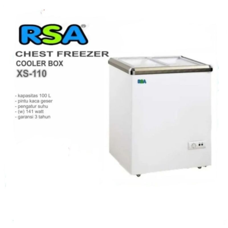 Chest Freezer Box Sliding 100L RSA XS 110 Lemari Pembeku Pintu Kaca BY GEA
