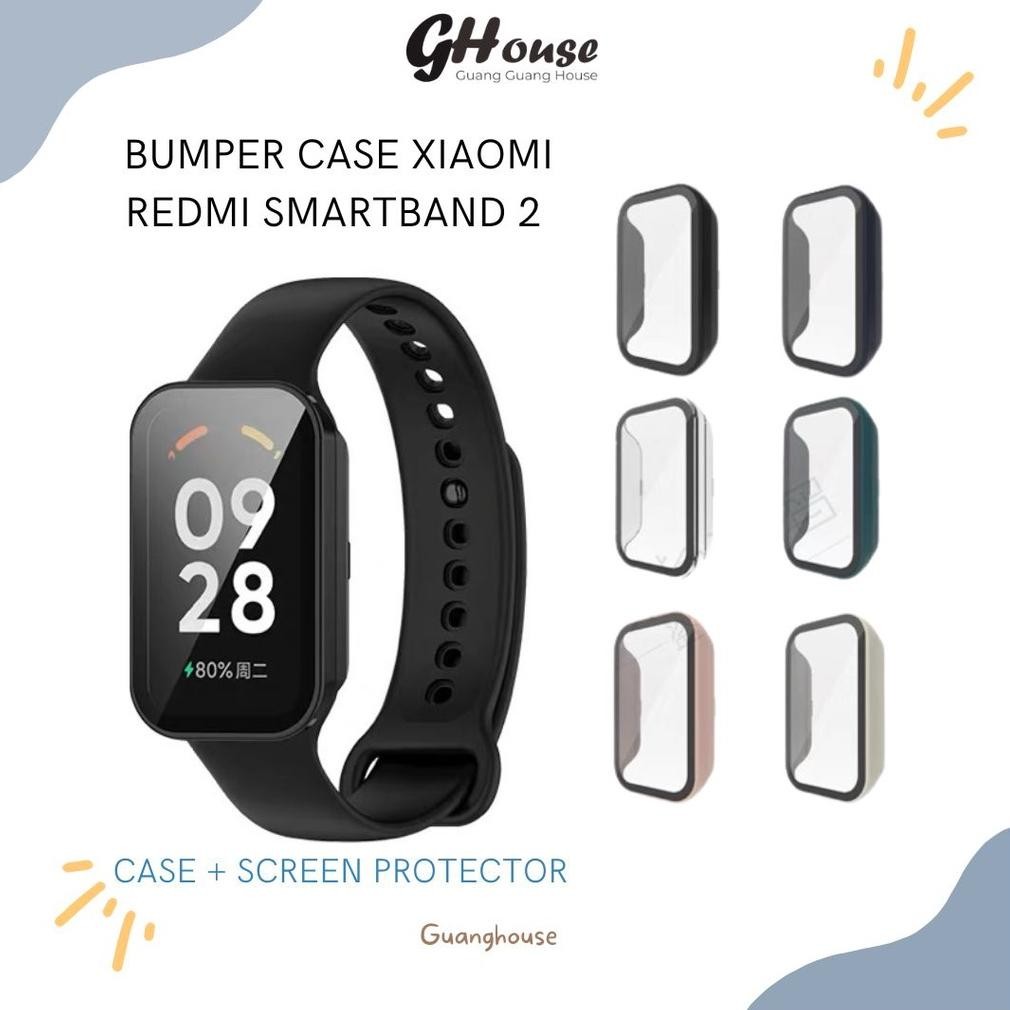 ( PROMOO) Case Xiaomi Redmi Smart Band 2 Bumper Case Screen Protector Redmi Band 2 With Anti Gores S