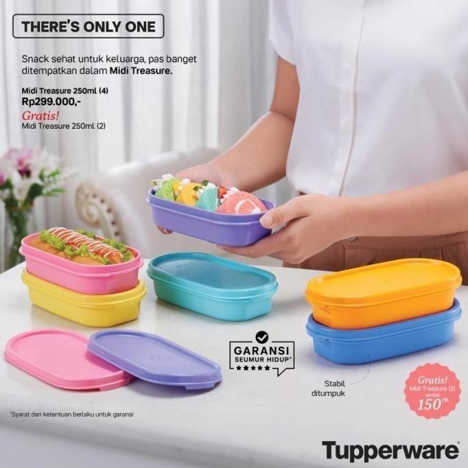 Tupperware Midi Treasure 6pcs Kotak Snack Kecil Kotak Makan - 6pcs - 6