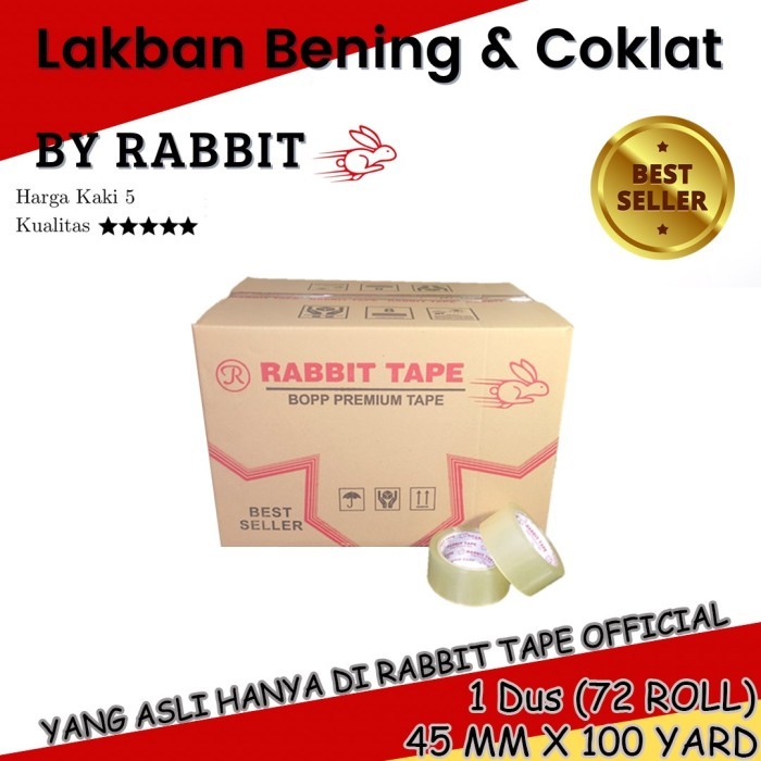 

Sale (1 Dus) Lakban Bening / Lakban Coklat Rabbit Tape 2 Inch X 100 Yard