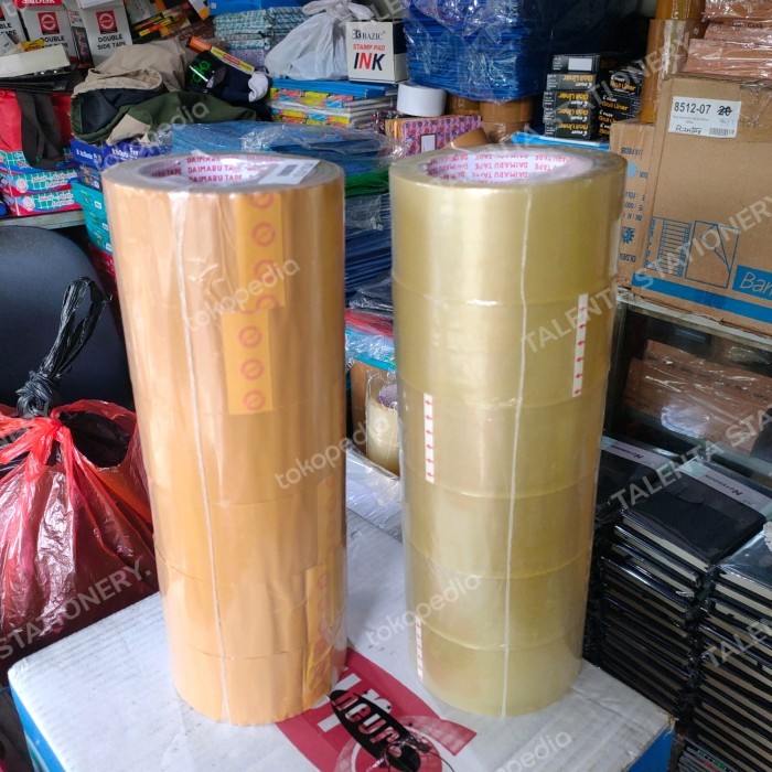 

Sale Lakban/Isolasi Bening/Coklat Daimaru 2 Inchi 90 Yard 1Slop Isi 6 Roll