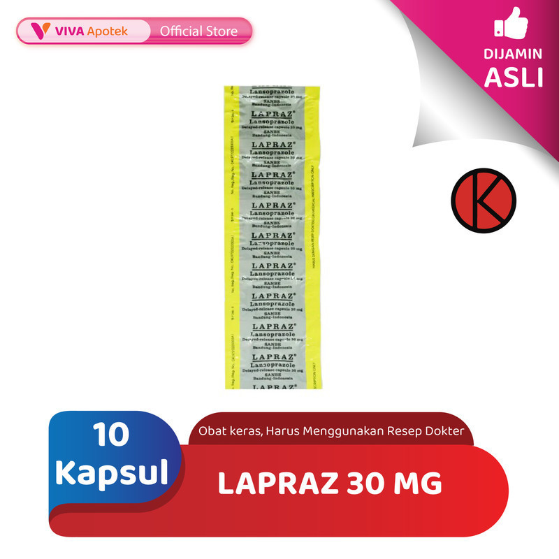 Lapraz 30 mg / Lansoprazole / Asam Lambung / Maag (10 Kapsul)