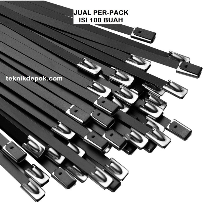 

Perpack Cable Ties Stainless Hitam 4.6 X 200 Mm Tali Tie Tis 20 Cm