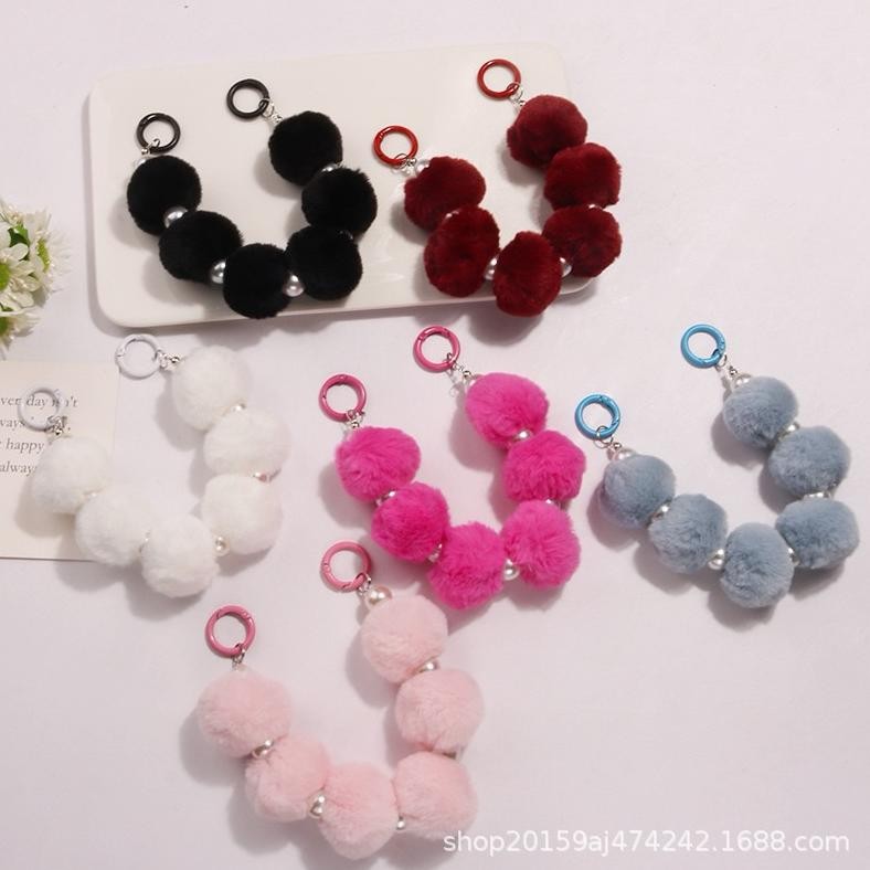 Murah Pom Pom Pearl Cantolan Tali Gantungan Hp Universal Airpods Phone Strap Key Chain Lanyard Lucu 