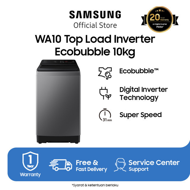 Samsung Mesin Cuci Top Load Inverter Ecobubble 10kg - WA10CG4545BDSE