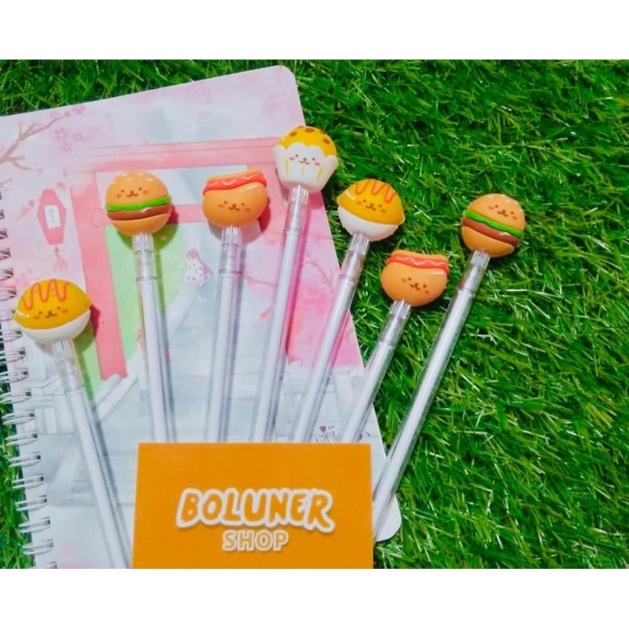 

Terbaru PEN GEL SOUVENIR FOOD BATTLE PREMIUM QUALITY OMMU RICE BURGER Murah
