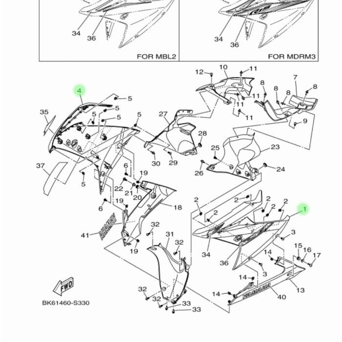 FAIRING SAYAP DEPAN R 15 R15 VVA V3 KANAN KIRI HITAM DOFF ORI BK6-P1 Premium